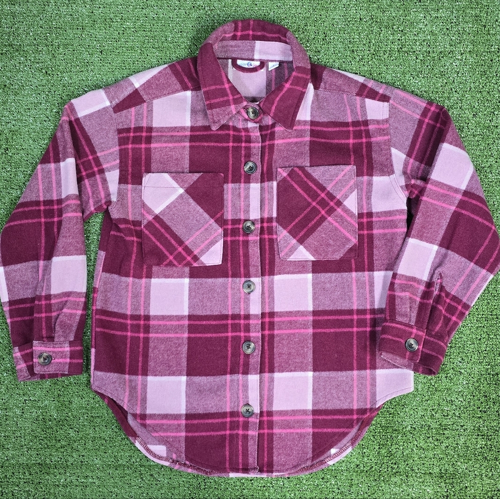 Sugar & Jade Girls Size L 12\14 Wool Blend Sugar Plum Plaid Button Down Jacket